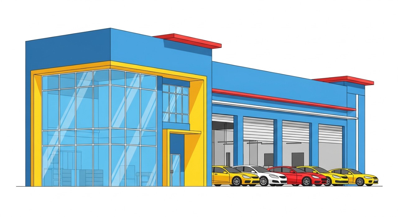 Pemandangan luar sebuah bengkel kereta moden di Kota Damansara.