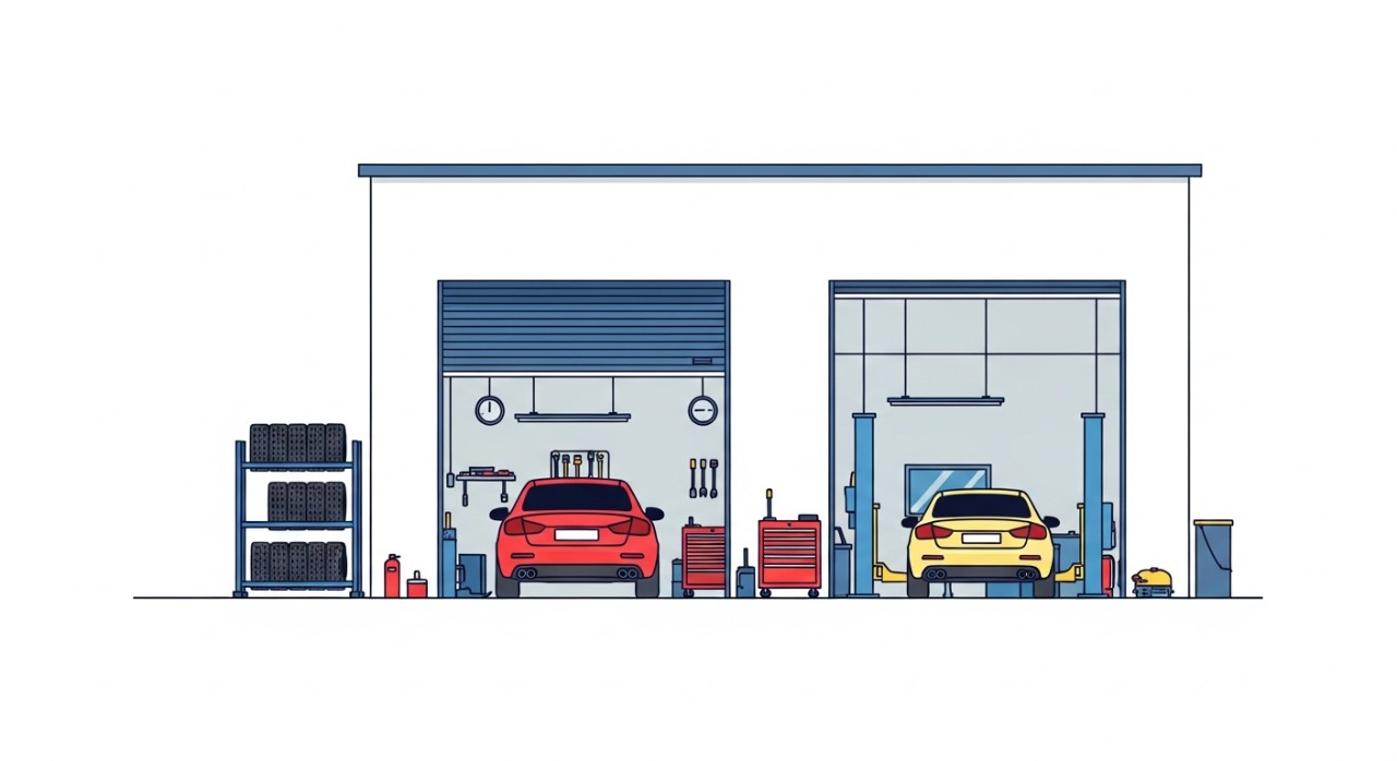 Pemandangan luar bengkel kereta di kawasan Pandan Indah.