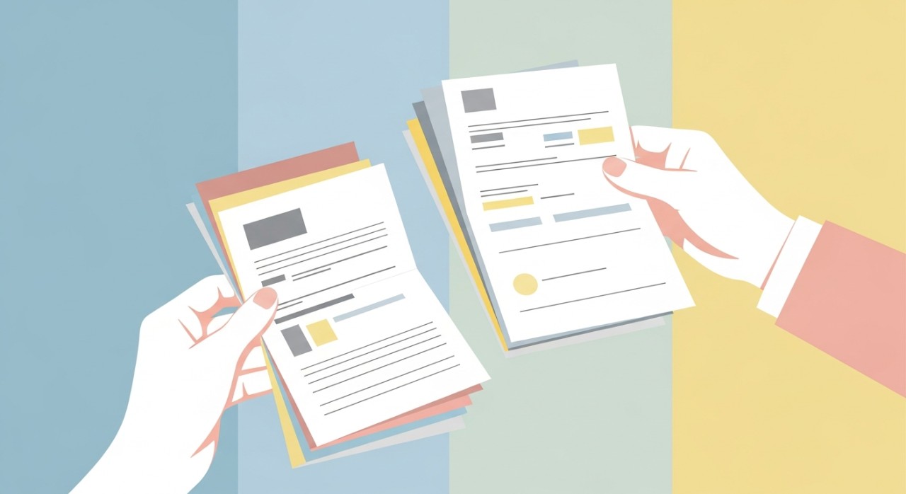 Seseorang sedang meneliti kelengkapan surat kendaraan saat transaksi jual beli mobil