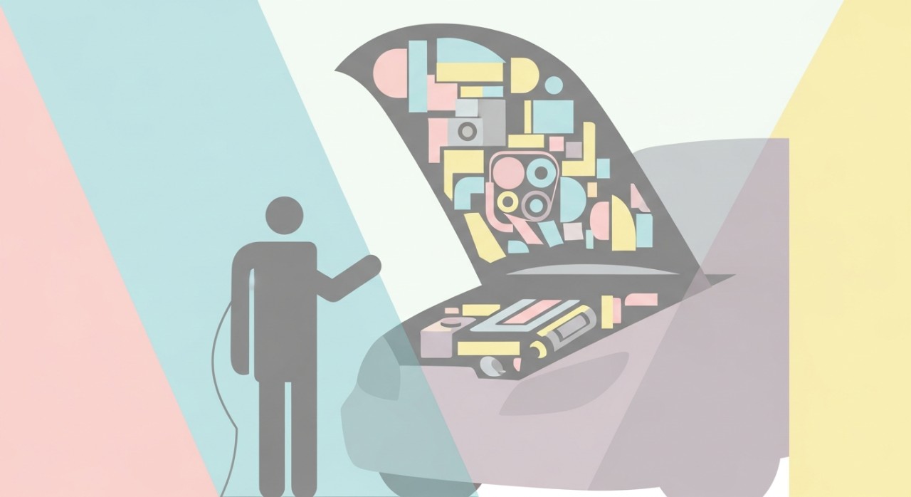 Seorang mekanik sedang memeriksa komponen mesin mobil yang mengalami masalah saat akselerasi