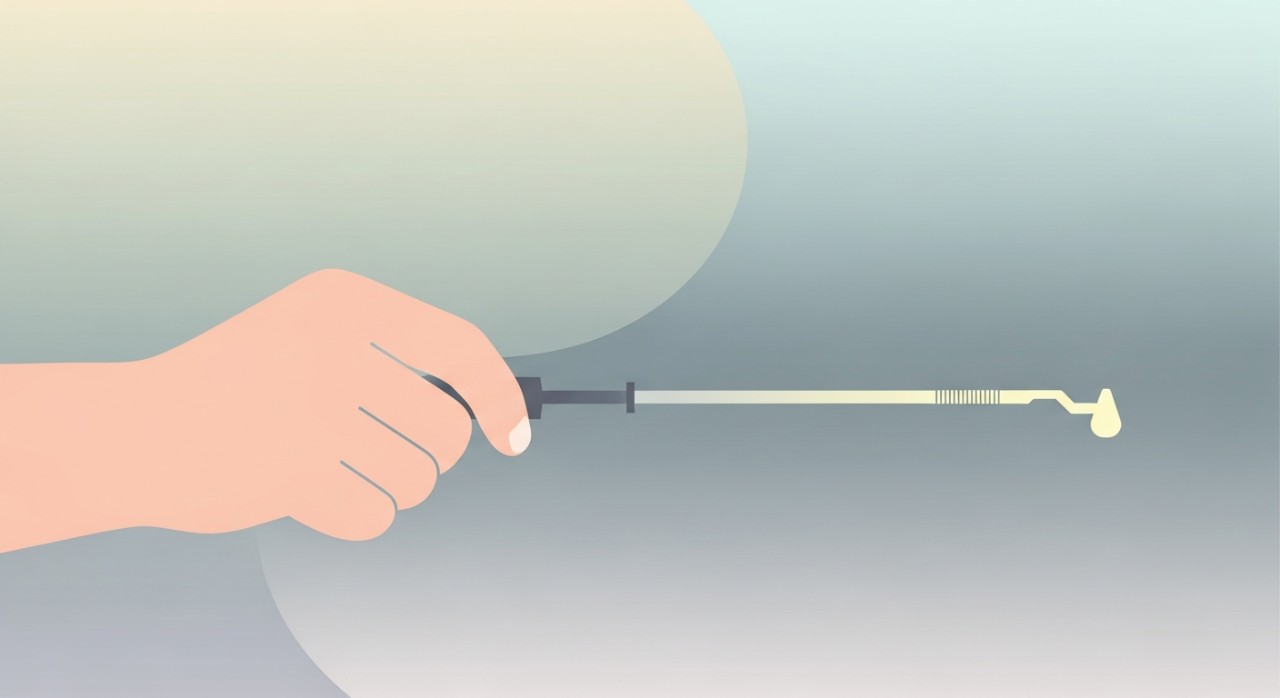 Seorang mekanik sedang memeriksa stik pengukur oli mesin yang menunjukkan level sangat rendah